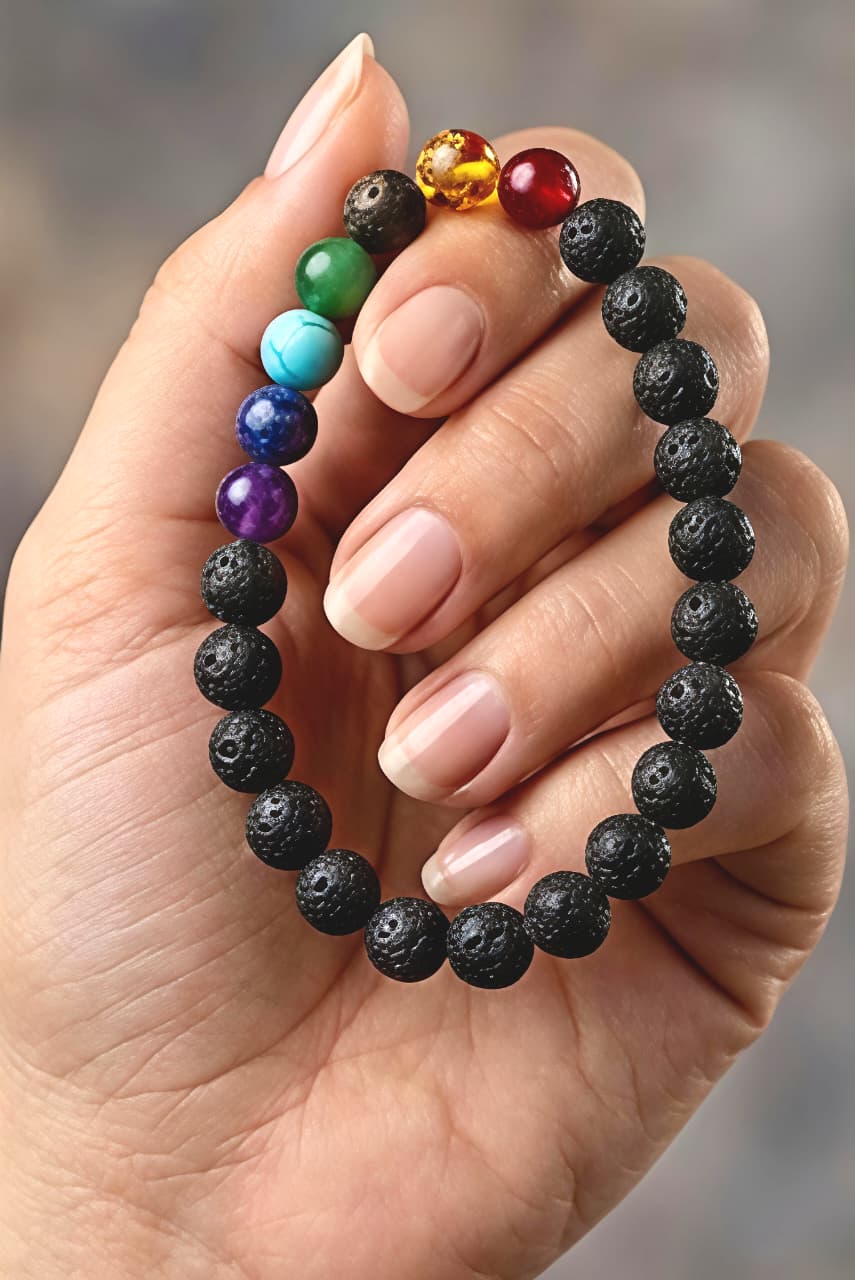 लावा आणि ७ चक्र क्रिस्टल ब्रेसलेट